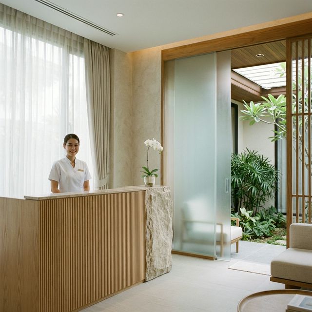 Modern private clinic reception in Bangkok
